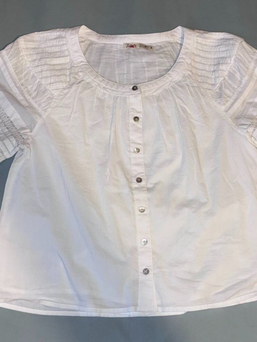 Faherty Enna White Organic Cotton Blouse in Women's size Small